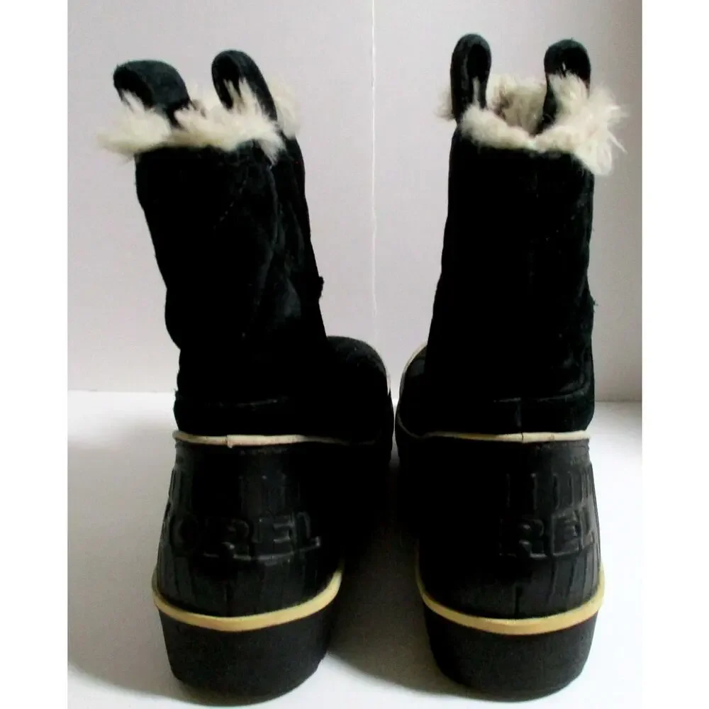 Sorel Women's Black Suede Ankle Winter Boots Size 8 READ